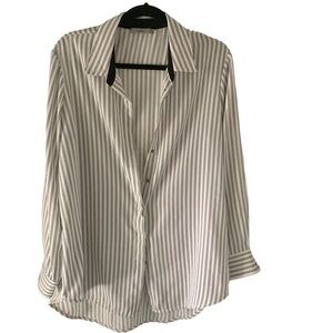 Dalia Shirts Women’s Button Up White & Black Stripes Size XL